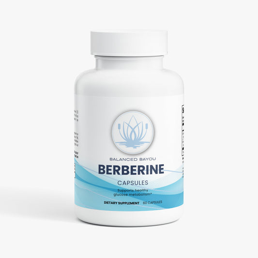 Supplement bottle labeled 'Berberine' on a white background