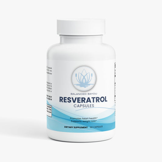 Bottle of Resveratrol capsules on a white background