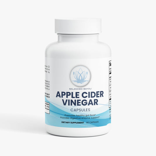Bottle of Apple Cider Vinegar capsules on a white background