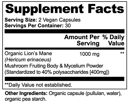 Balanced Bayou Lion’s Mane Mushroom – Organic Vegan Capsules (60 Count)*