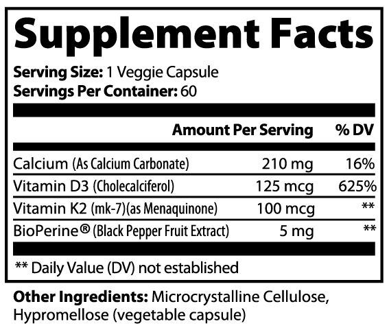 Bone & Heart Support with Vitamin D3 + K2 | Calcium Supplement | Balanced Bayou