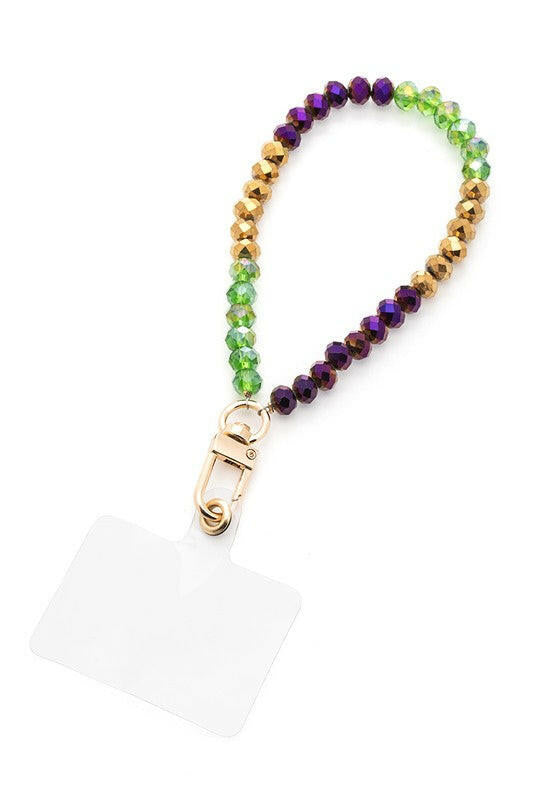 Mardi Gras Crystal Phone Wristlet
