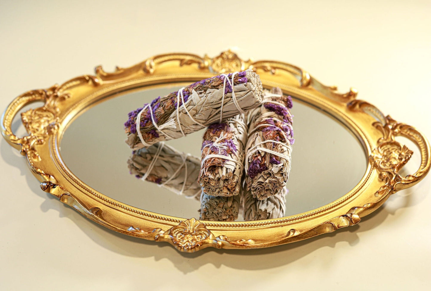 4" Sustainably Harvested - White Sage & Purple Sinuata Flower