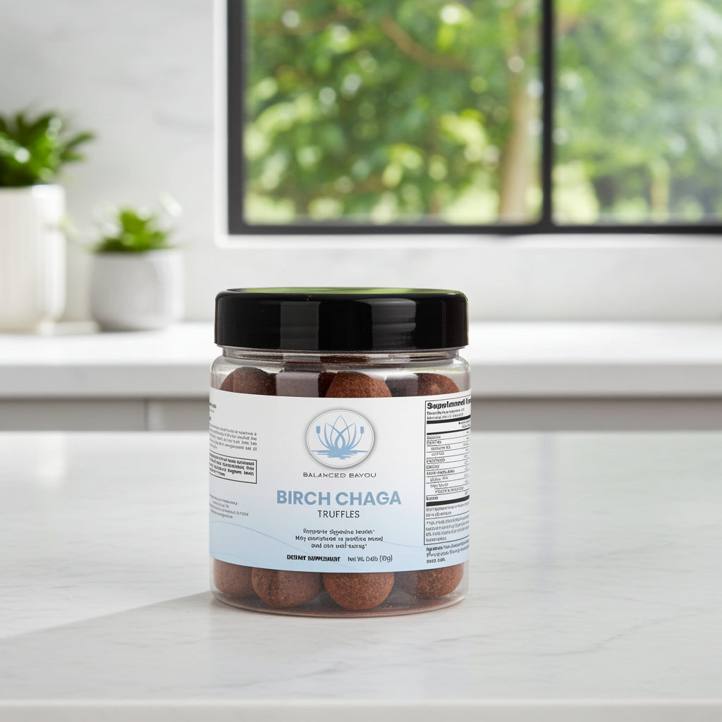 Balanced Bayou Birch Chaga Truffles – Chocolate Superfood Bites with Plant-Based Antioxidants (30 Pieces)