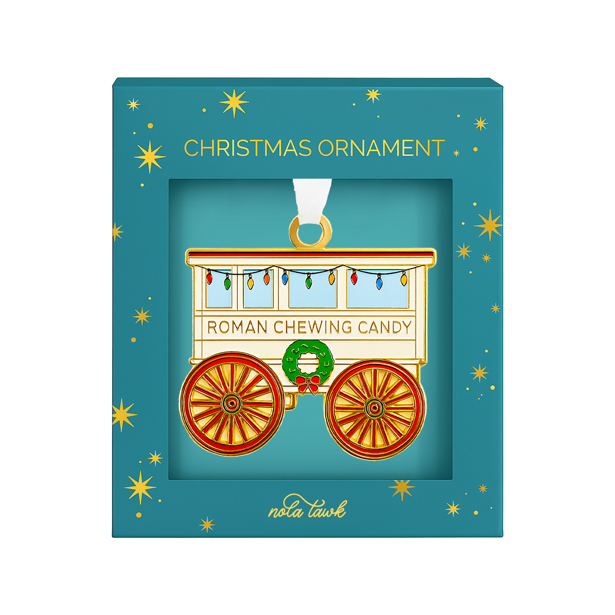 Roman Candy Cart Enamel Ornament
