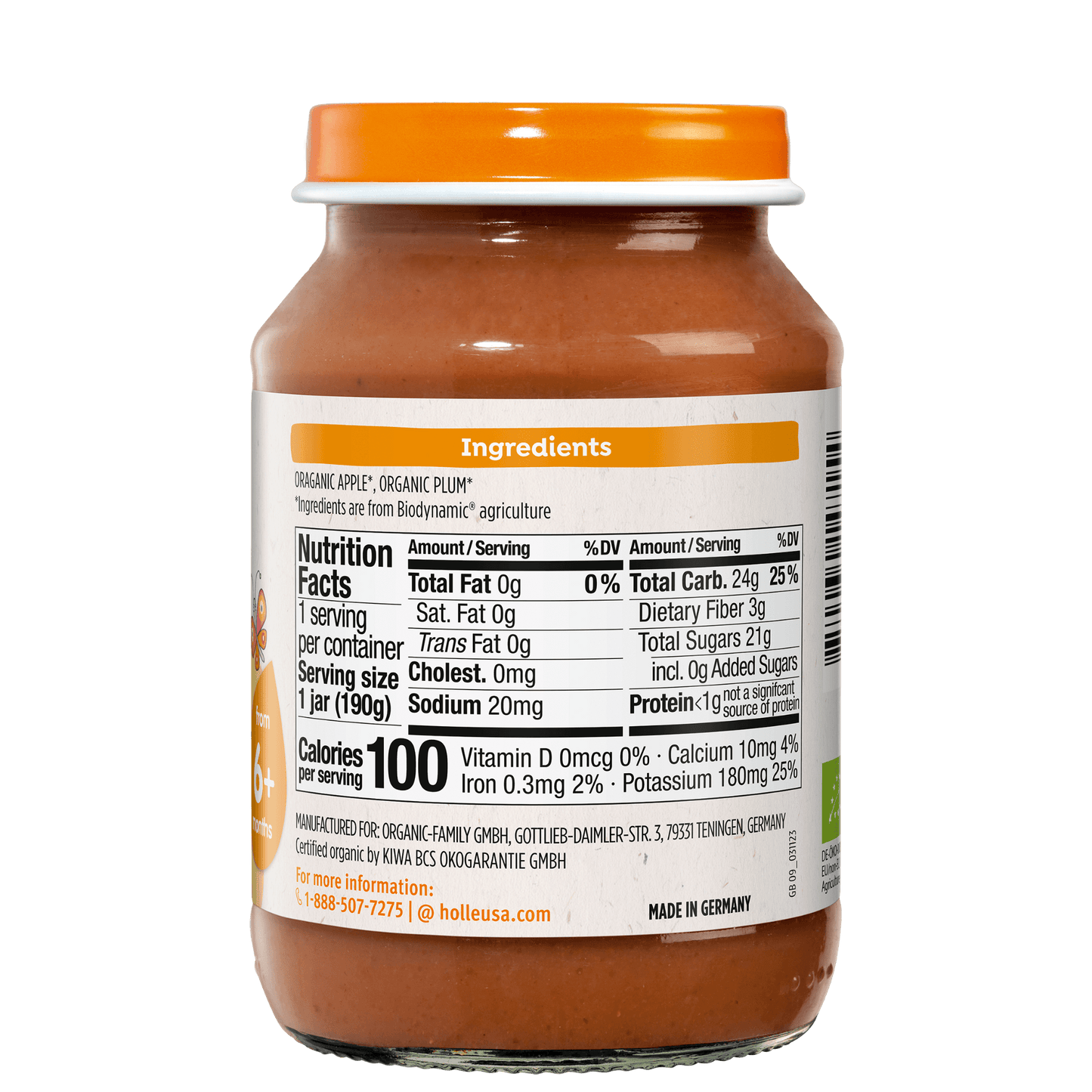 Holle Organic Baby Food Jar - Apple & Plum - 12 Jars