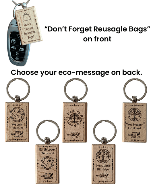 "Don't Forget Reusable Bags" Wooden Keychain