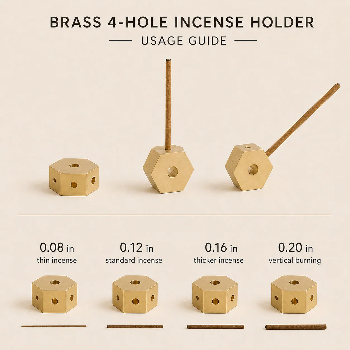 Tibetan Brass 4-Hole Incense Holder for Incense Sticks
