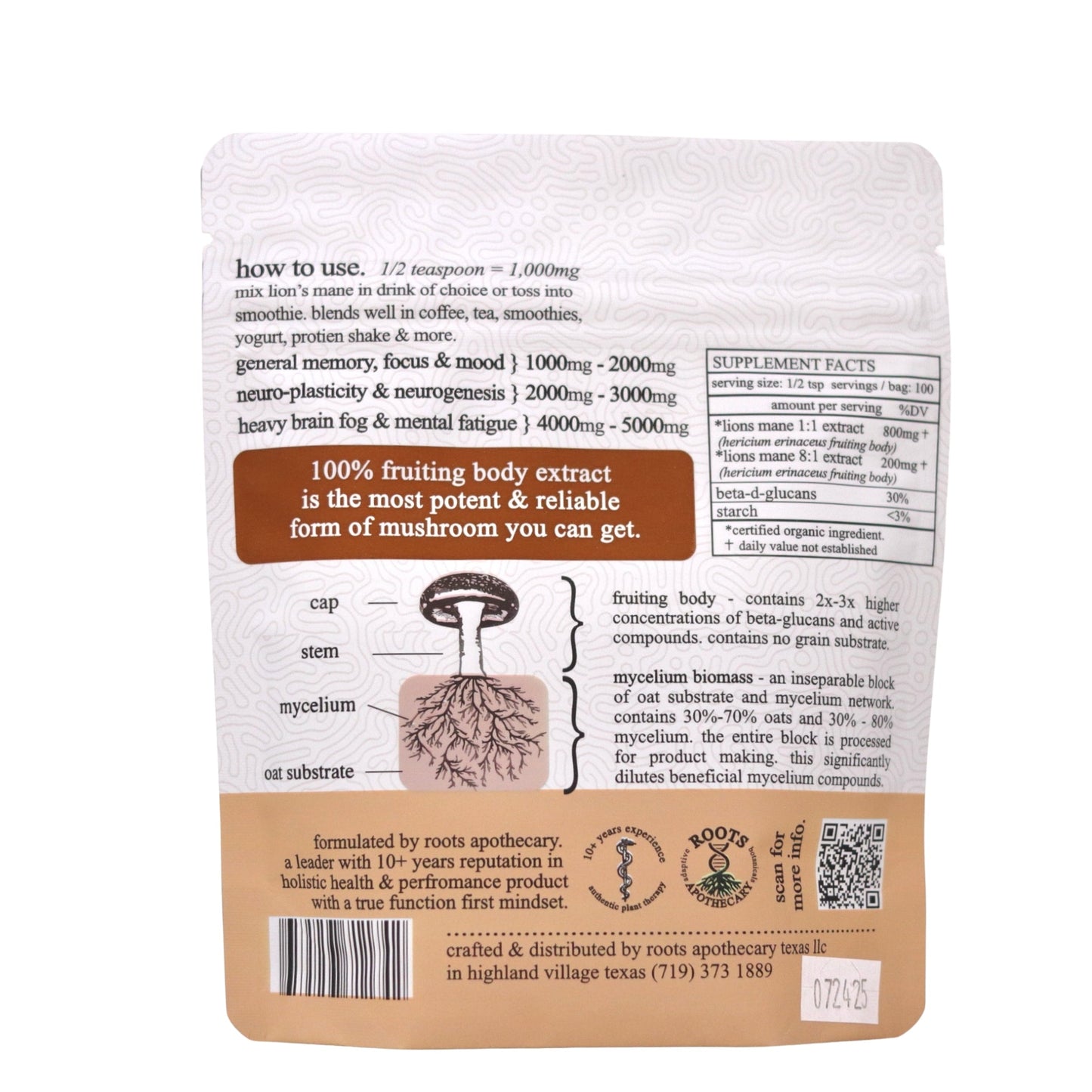 lion's mane extract. organic