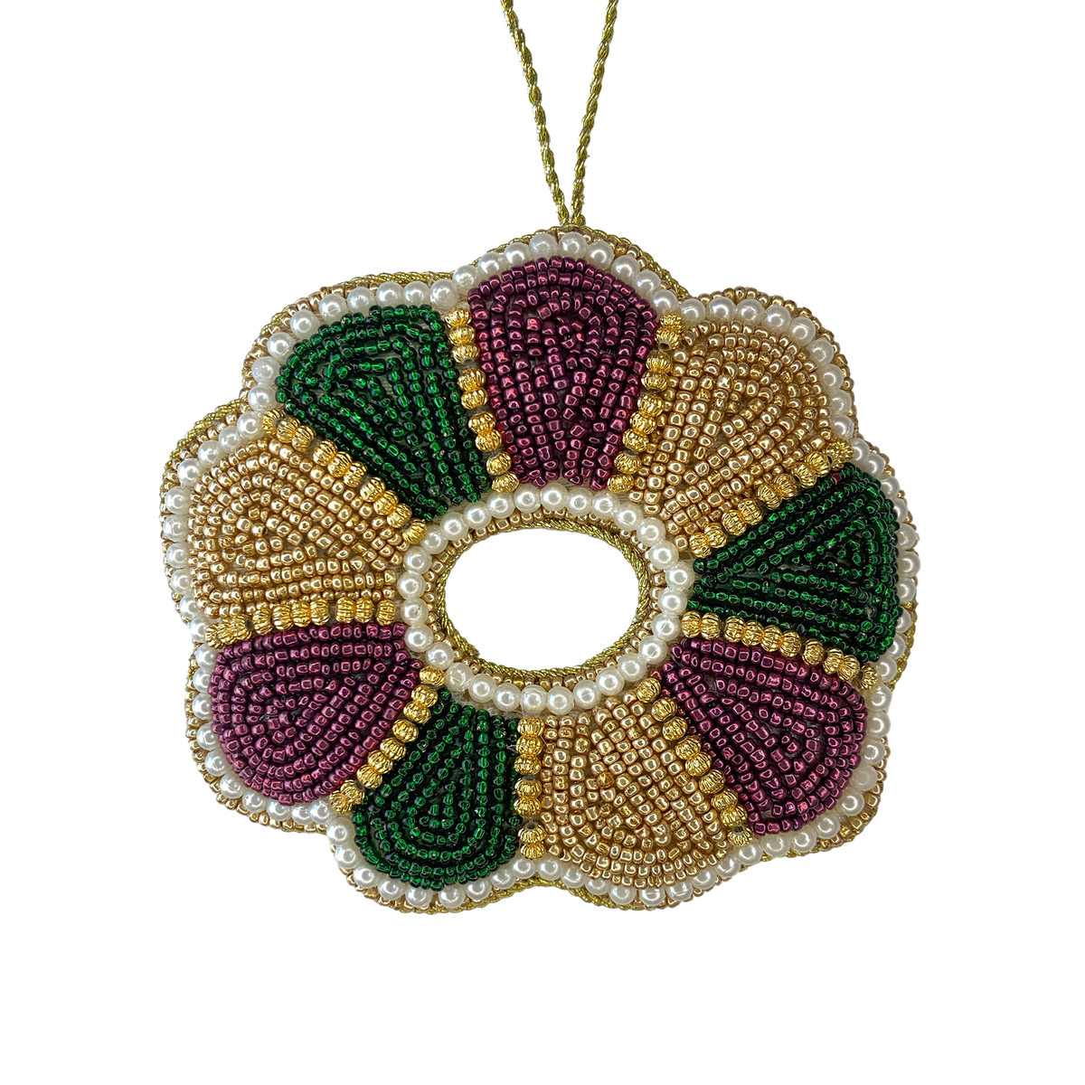 King Cake Mardi Gras Beaded Ornament