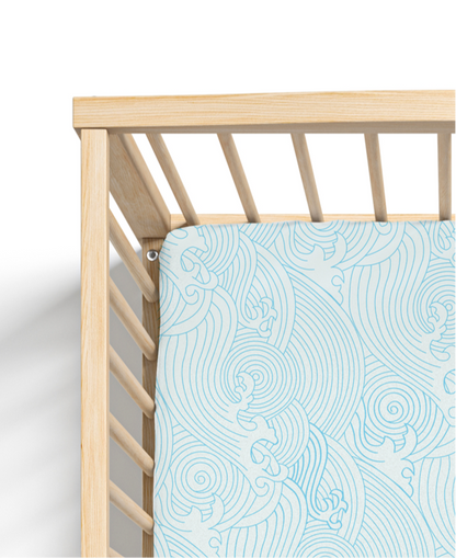 Organic Crashing Sea Waves Bamboo Cotton Blend Crib Sheet