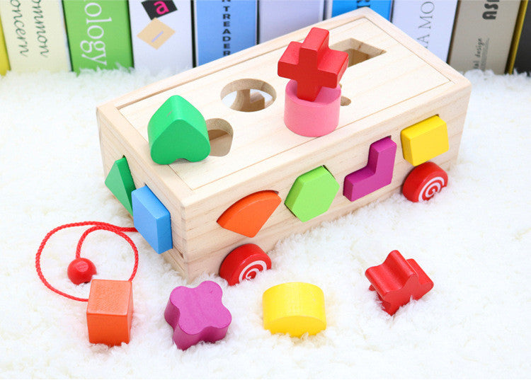 Wooden Shape Matching Building Blocks – Educational Sorting Toy for Toddlers