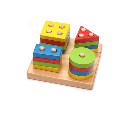 Wooden Geometric Shapes Puzzle – Educational Toy for Kids