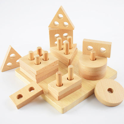 Wooden Geometric Shape Puzzle – Montessori Educational Toy for Kids