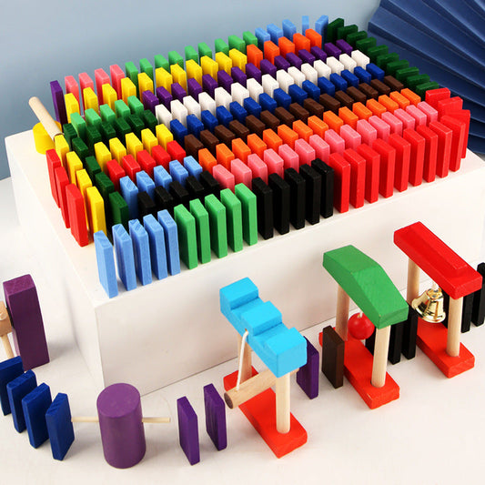 Wooden Domino Blocks Building Kit – Colorful Educational Toy for Kids