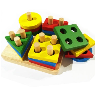 Wooden Geometric Shapes Puzzle – Educational Toy for Kids