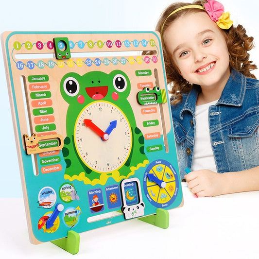 Wooden Calendar Clock – Educational Learning Toy for Kids