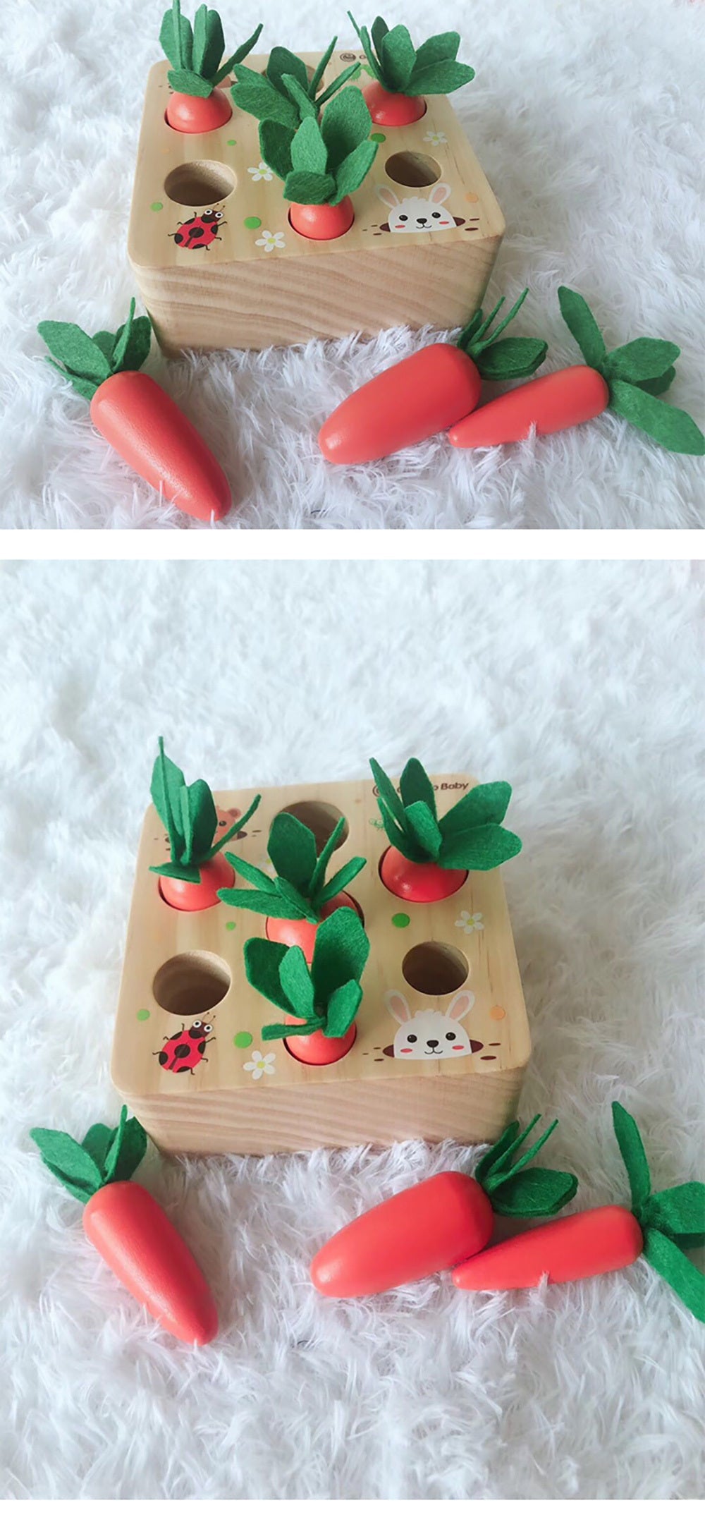 Wooden Carrot Harvest Toy for Toddlers