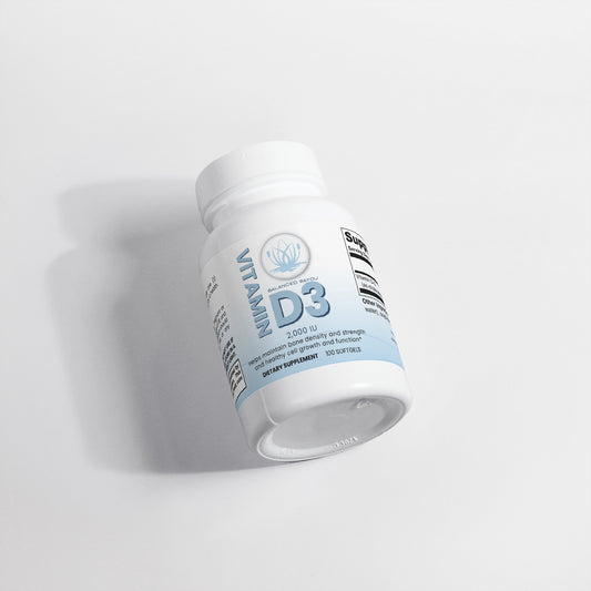 Balanced Bayou Organic Vitamin D3 2000 IU supplement bottle