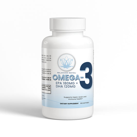 Premium Omega-3 Fish Oil Softgels EPA 180mg + DHA 120mg (100ct) | Balanced Bayou