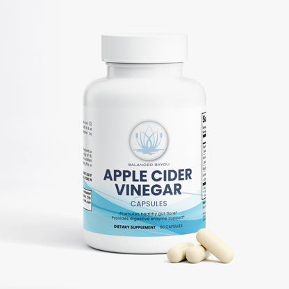 Bottle of Apple Cider Vinegar capsules with a white background