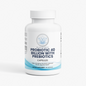 A white plastic bottle of Balanced Bayou Probiotic 40 Billion with Prebiotics Capsules, featuring a clean white label with blue text and a light blue lotus logo, set against a plain white background.