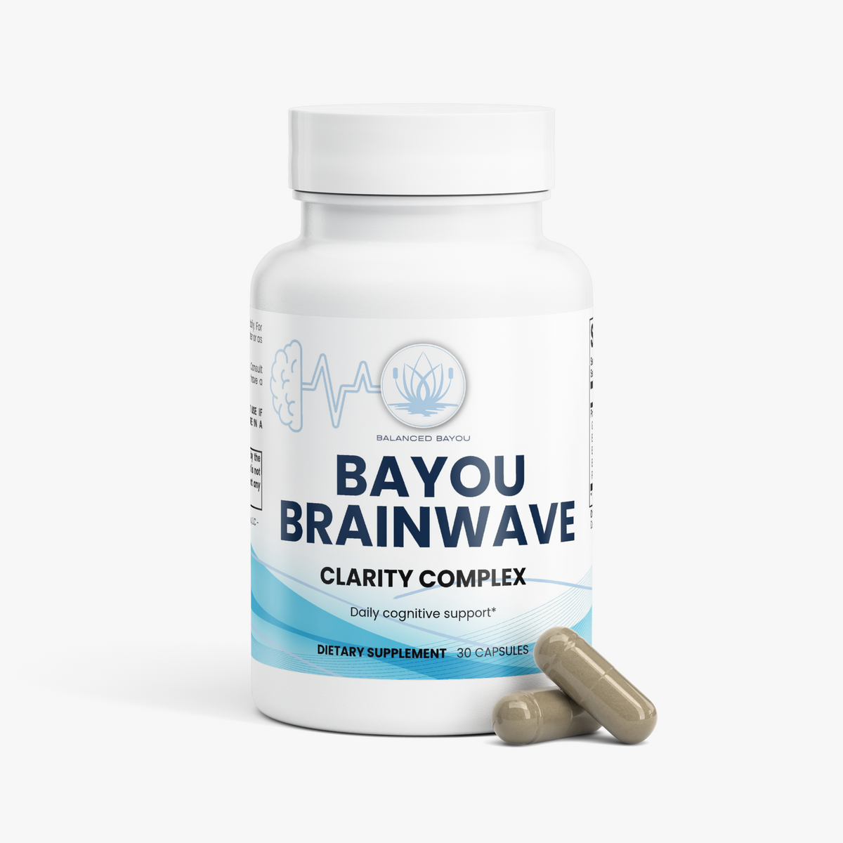 Balanced Bayou Brainwave natural nootropic capsules bottle for mental clarity and focus