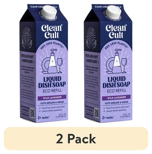 Cleancult Wild Lavender Dish Soap Refill – 32 Fl Oz | Grease-Fighting, Plant-Based, Non-Toxic, Eco-Friendly with Recyclable Packaging