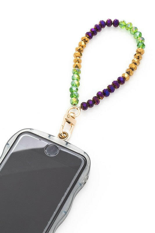 Mardi Gras Crystal Phone Wristlet