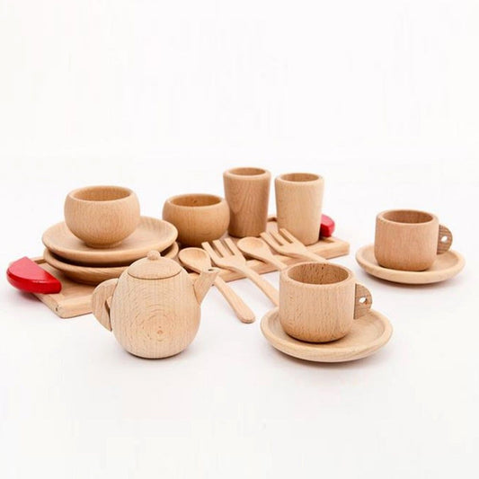 Wooden Play Kitchen Toy Set – Pretend Tableware for Toddlers