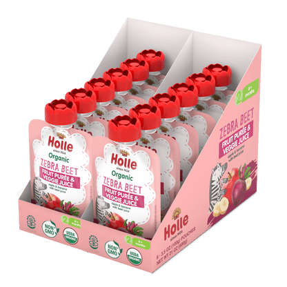 Holle Baby Food Pouches - Organic Fruit & Veggie Puree - Zebra Beet