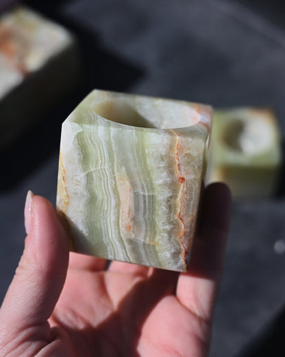 Green Onyx Candle Holder