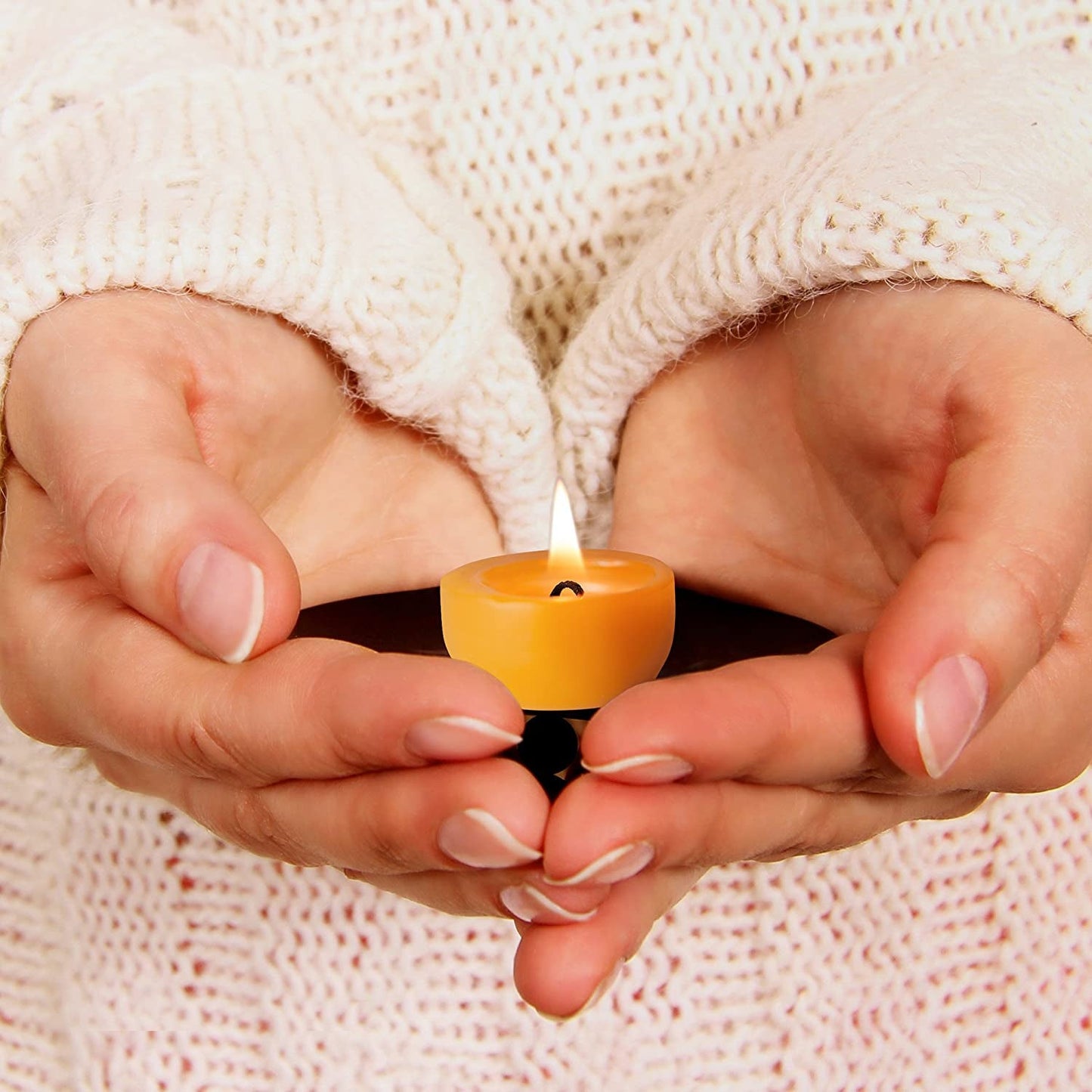 Serenibee 100% Pure Montana Beeswax Tealight Candles – Handmade, Unscented, Eco-Friendly with Reusable Steel Cup & Cotton Gift Bag (Set of 1 or More)