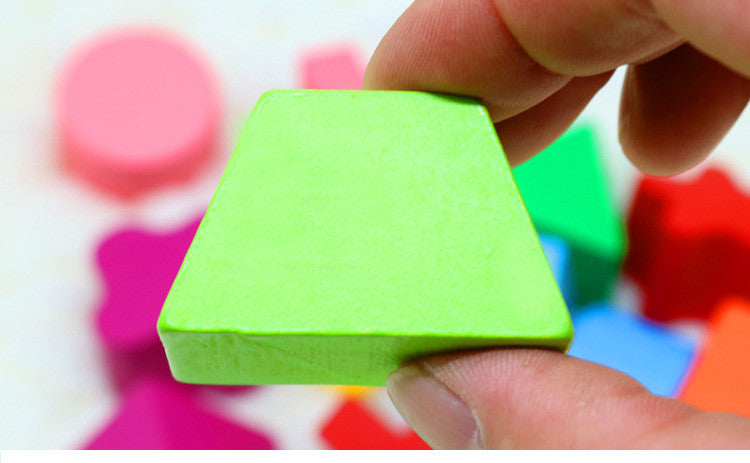 Wooden Shape Matching Building Blocks – Educational Sorting Toy for Toddlers