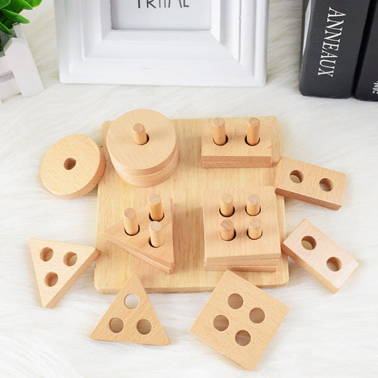Wooden Geometric Shape Puzzle – Montessori Educational Toy for Kids
