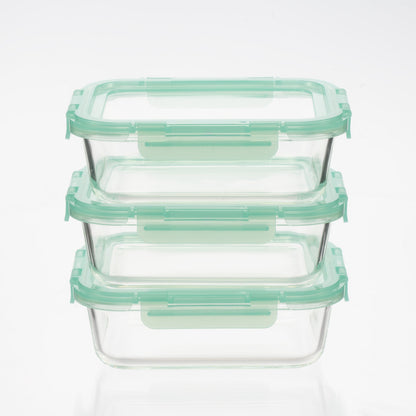 Glass Containers with Flexible Silicone Lids - Set of 3