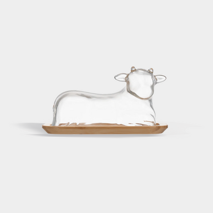 Hand-Blown Cow Butter Dish