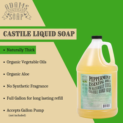 Peppermint Liquid Castile Soap – Thick, Concentrated, Organic Formula | Hand Soap & Multi-Purpose Cleaner | Vegan, Eco-Friendly & Made in USA
