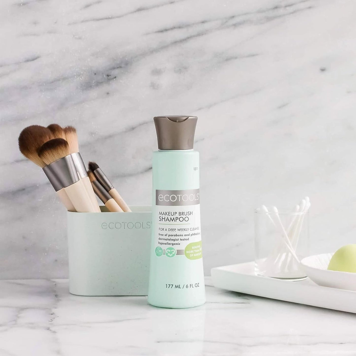 EcoTools Makeup Brush Shampoo – Gentle Plant-Based Cleaner for Makeup Brushes & Sponges | 2 Pack, 6 oz Bottles | Vegan, Hypoallergenic, Eco-Friendly