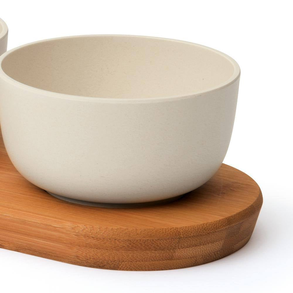 Leo 3-Piece Bamboo Bowl Set with Serving Tray – Eco-Friendly Entertaining Made Easy