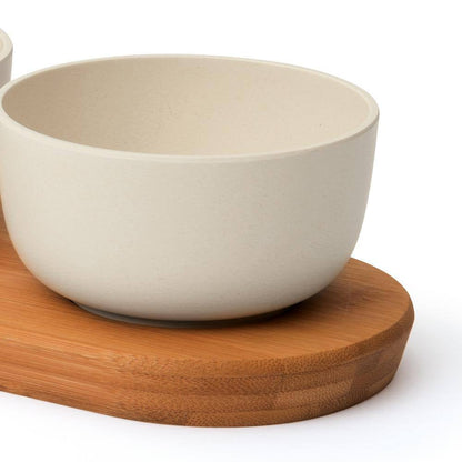 Leo 3-Piece Bamboo Bowl Set with Serving Tray – Eco-Friendly Entertaining Made Easy