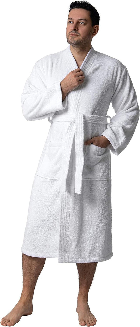 Bagno Milano Men’s 100% Organic Turkish Cotton Terry Bathrobe – Certified Soft, Absorbent, Kimono-Style Robe for Spa & Lounge