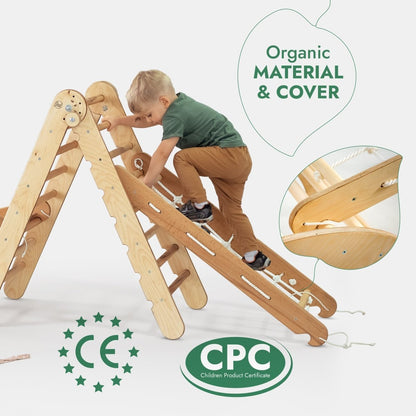 5in1 Montessori Climbing Set: Pikler, Climbing Arch, Slide, Net & Cushion