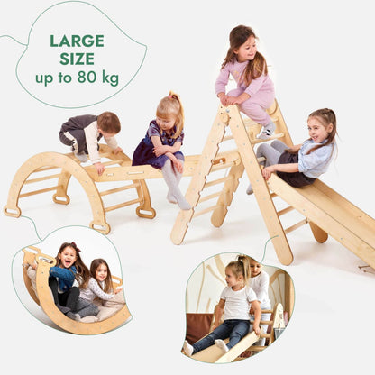 5in1 Montessori Climbing Set: Pikler, Climbing Arch, Slide, Net & Cushion