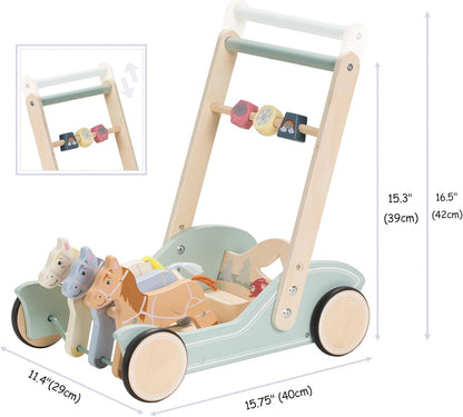 Wooden Galloping Ponies 2-in-1 Push & Pull Learning Walker