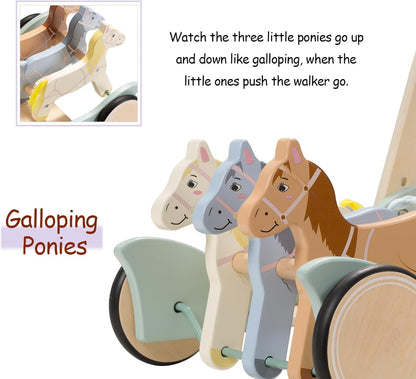 Wooden Galloping Ponies 2-in-1 Push & Pull Learning Walker
