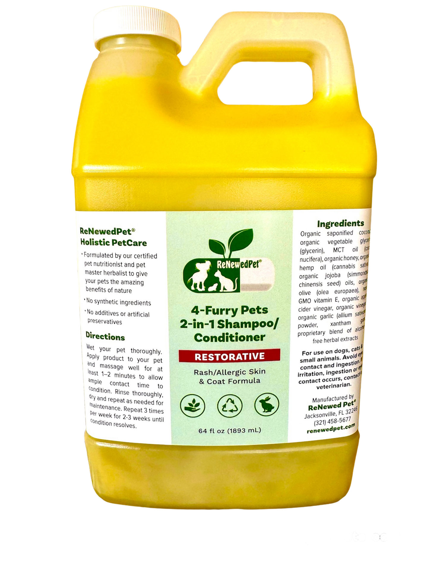 4-FURRY PETS 2-IN-1 * RESTORATIVE SHAMPOO & CONDITIONER