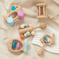 Wooden Baby Rattle Drum Set – Beech Educational Toy for Newborns