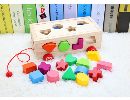 Wooden Shape Matching Building Blocks – Educational Sorting Toy for Toddlers