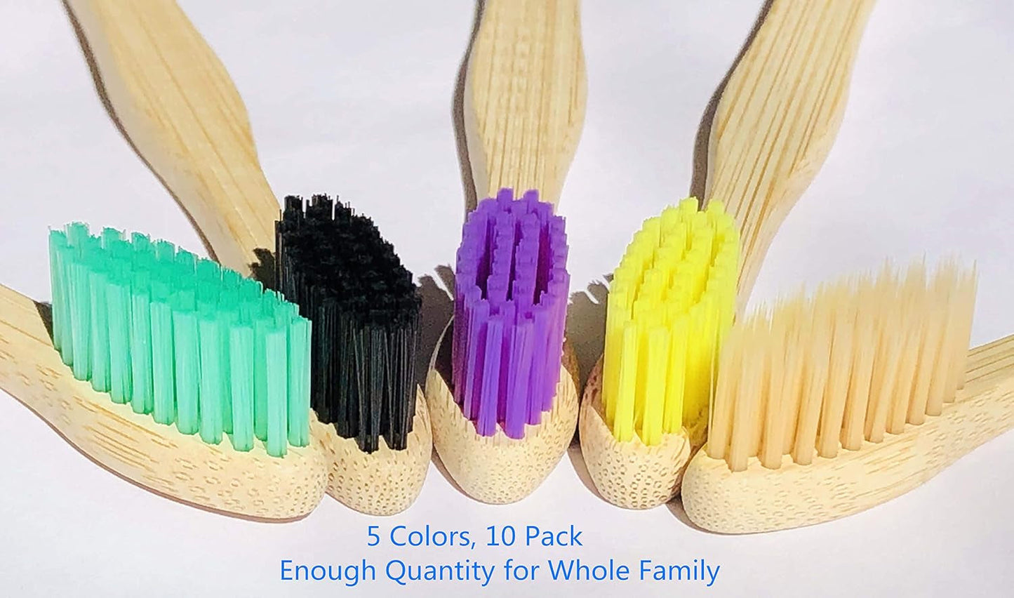 Eco-Friendly Bamboo Toothbrushes – Set of 10